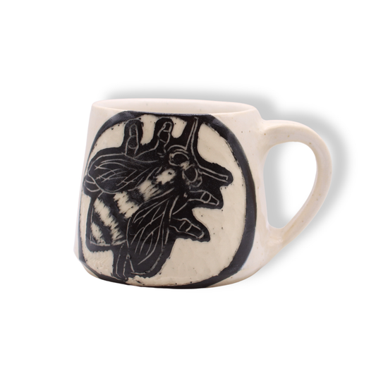 Donna Saunders Ceramics Carved Mug | Blue Banded Bee #5