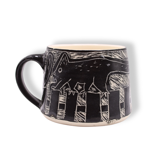 Donna Saunders Ceramics Carved Mug | Possum #2