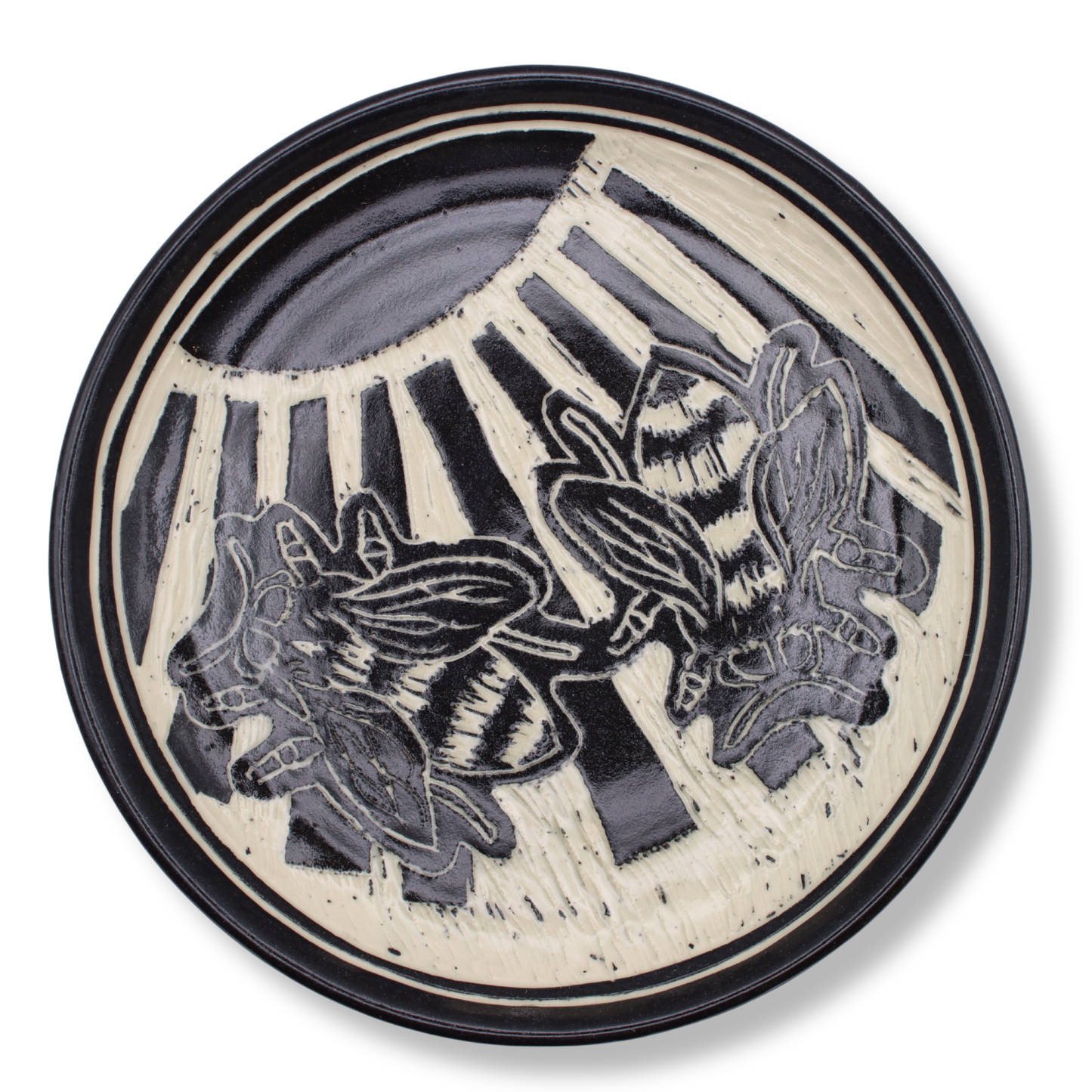 Donna Saunders Ceramics Carved Side Plate | Blue Banded Bee
