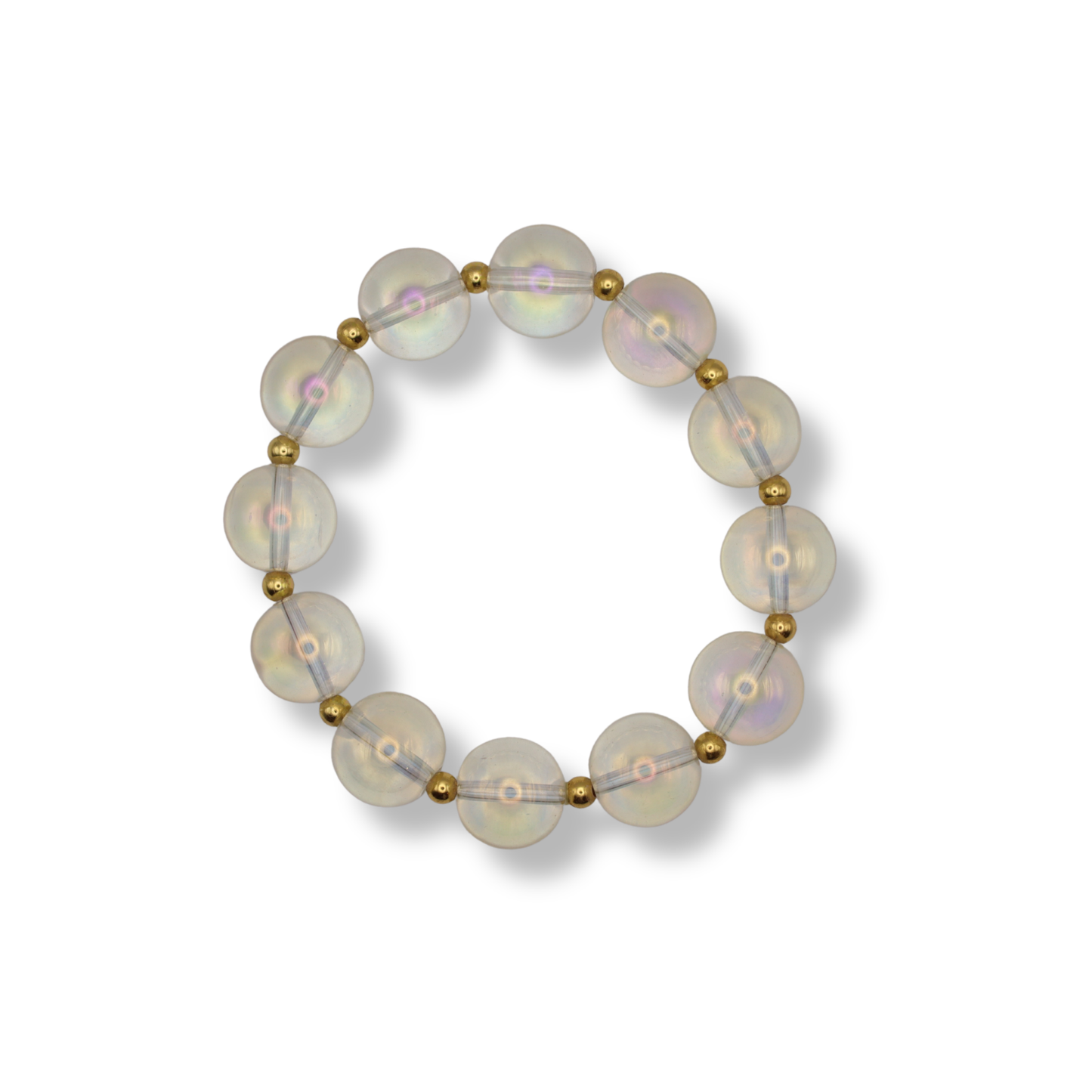 Draper Jewels Bracelet | Glass Rainbow Bubble & Gold Beads