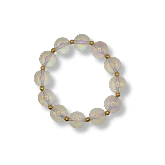 Draper Jewels Bracelet | Glass Rainbow Bubble & Gold Beads