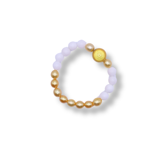 Draper Jewels Bracelet | White Agate & Gold Freshwater Pearl with Large Yellow Orb