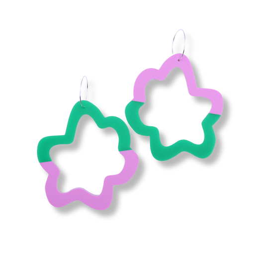 Each to Own Split Fluffy Hoop Earrings | Green & Lilac