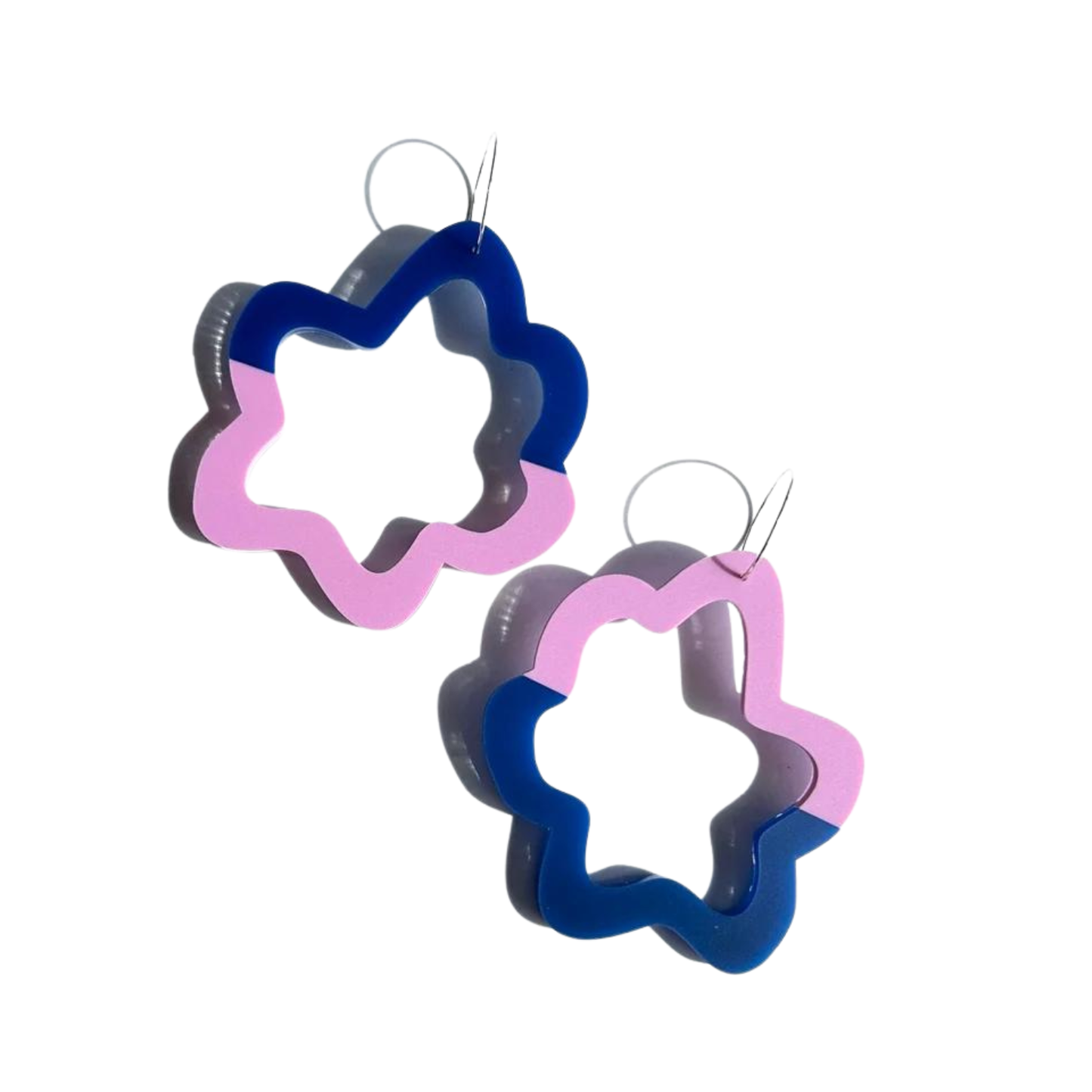Each to Own Split Fluffy Hoop Earrings | Denim & Pink