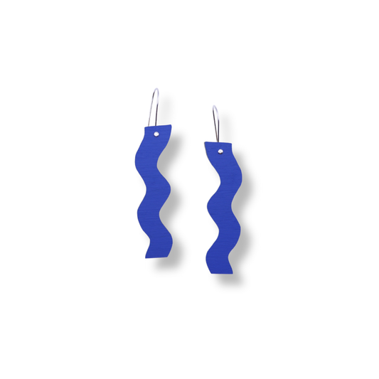 Each to Own Wooden Wiggle Earrings | Blue