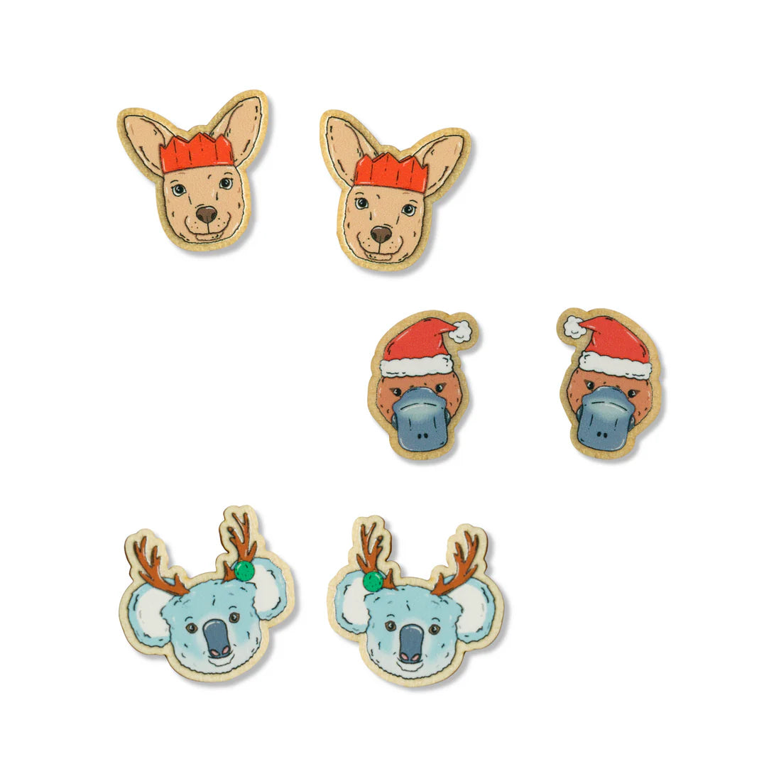 Busy Head Earrings | Australian Animal Festive Stud Pack