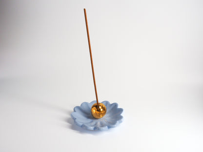 Kathy Gardiner Floral Essence Incense Holder | Light Blue & Gold