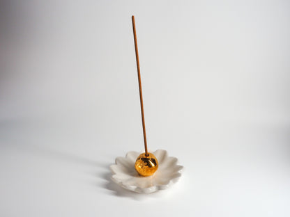 Kathy Gardiner Floral Essence Incense Holder | White & Gold