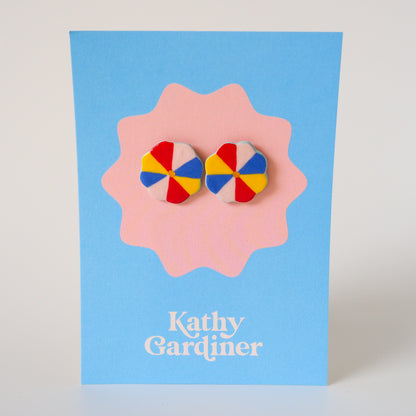 Kathy Gardiner Floral Pinwheel Stud Earrings