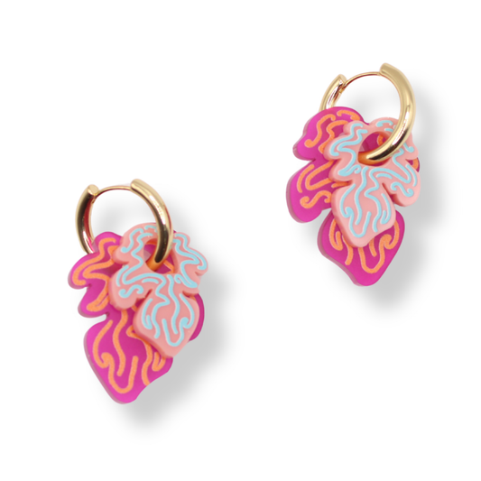 Flowature Fiddle Leaf Earrings | Coral Breeze