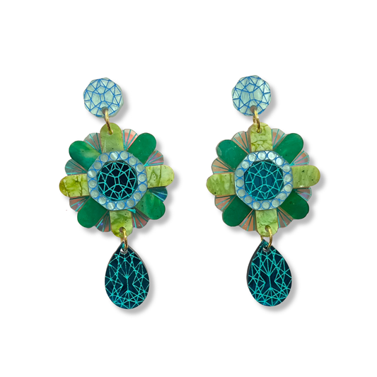 Flowature Seasons Diamond Earrings | Emerald