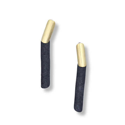 Gabi Harris Earrings | Brass Drop Quill