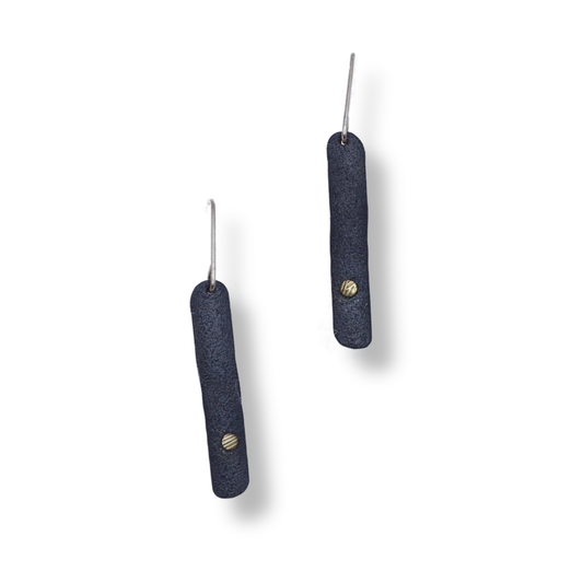 Gabi Harris Earrings | Enamelled Quill with Brass Dot