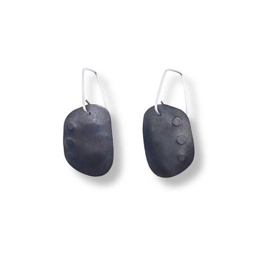 Gabi Harris Earrings | Oxydised Small Pebble