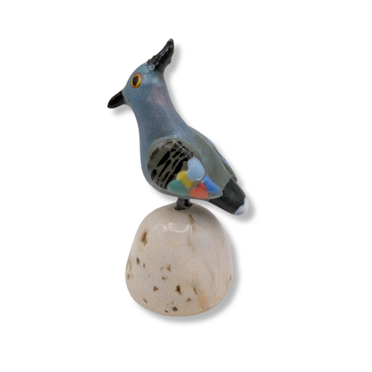 Green Bird Ceramics Mini Sculpture | Crested Pigeon