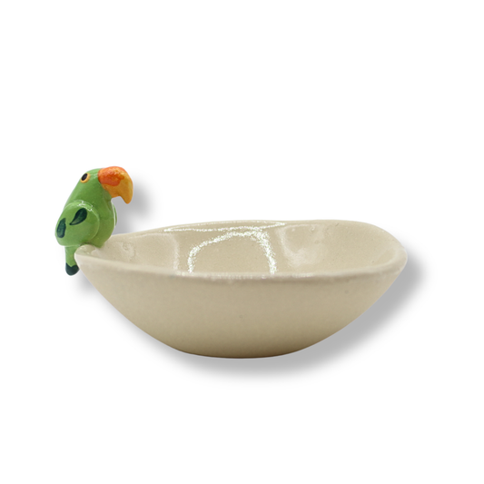Green Bird Ceramics Bowl | Parakeet Mini