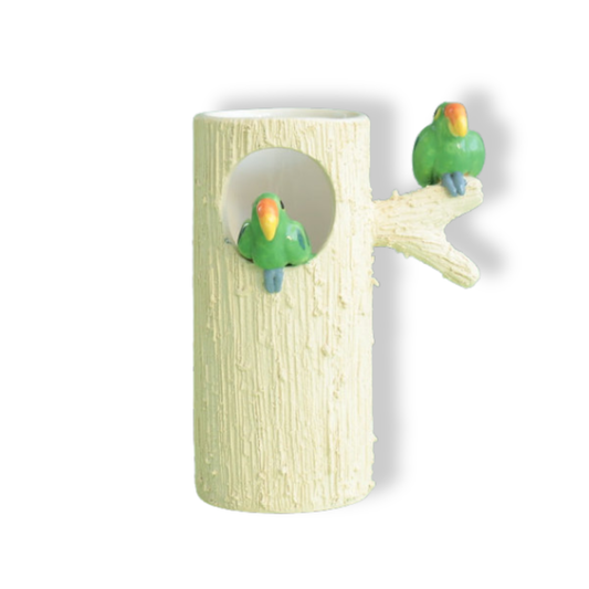 Green Bird Ceramics Perched Parakeet Vase | Mini