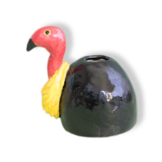 Green Bird Ceramics Sculpture Vase | Brush Turkey