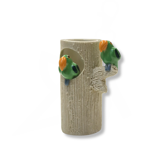 Green Bird Ceramics Perched Parakeet Vase | Mini