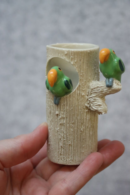 Green Bird Ceramics Perched Parakeet Vase | Mini