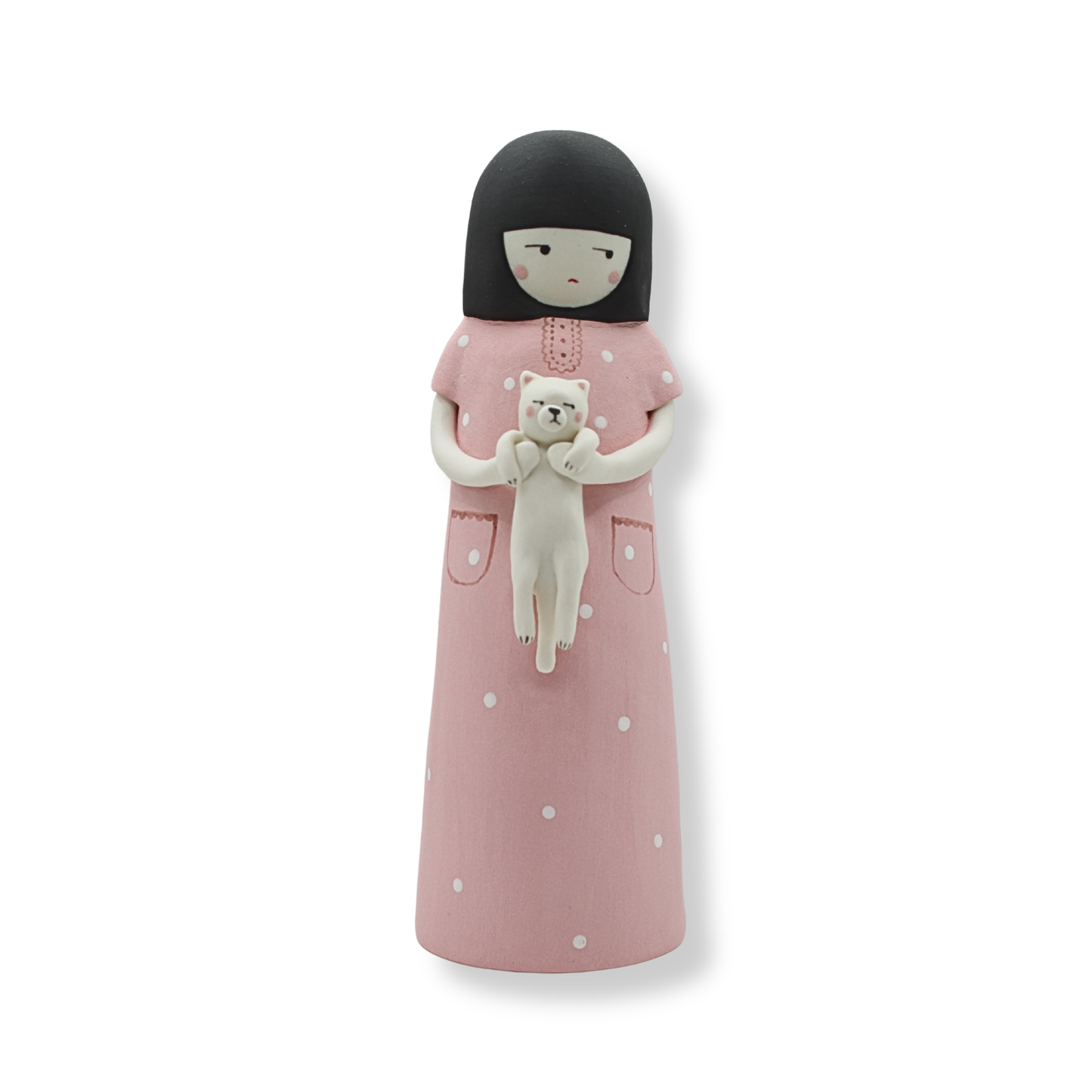 Illy's Wall Doll Vase | Pink Dress w/Cat