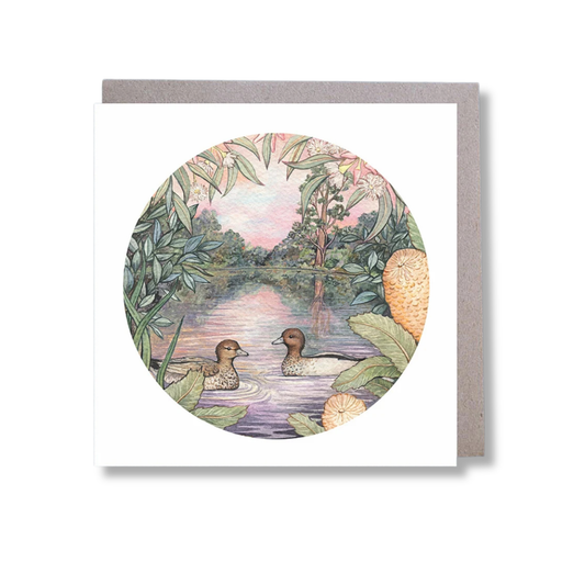Ingrid Bartkowiak Square Greeting Card | Australian Wood Ducks