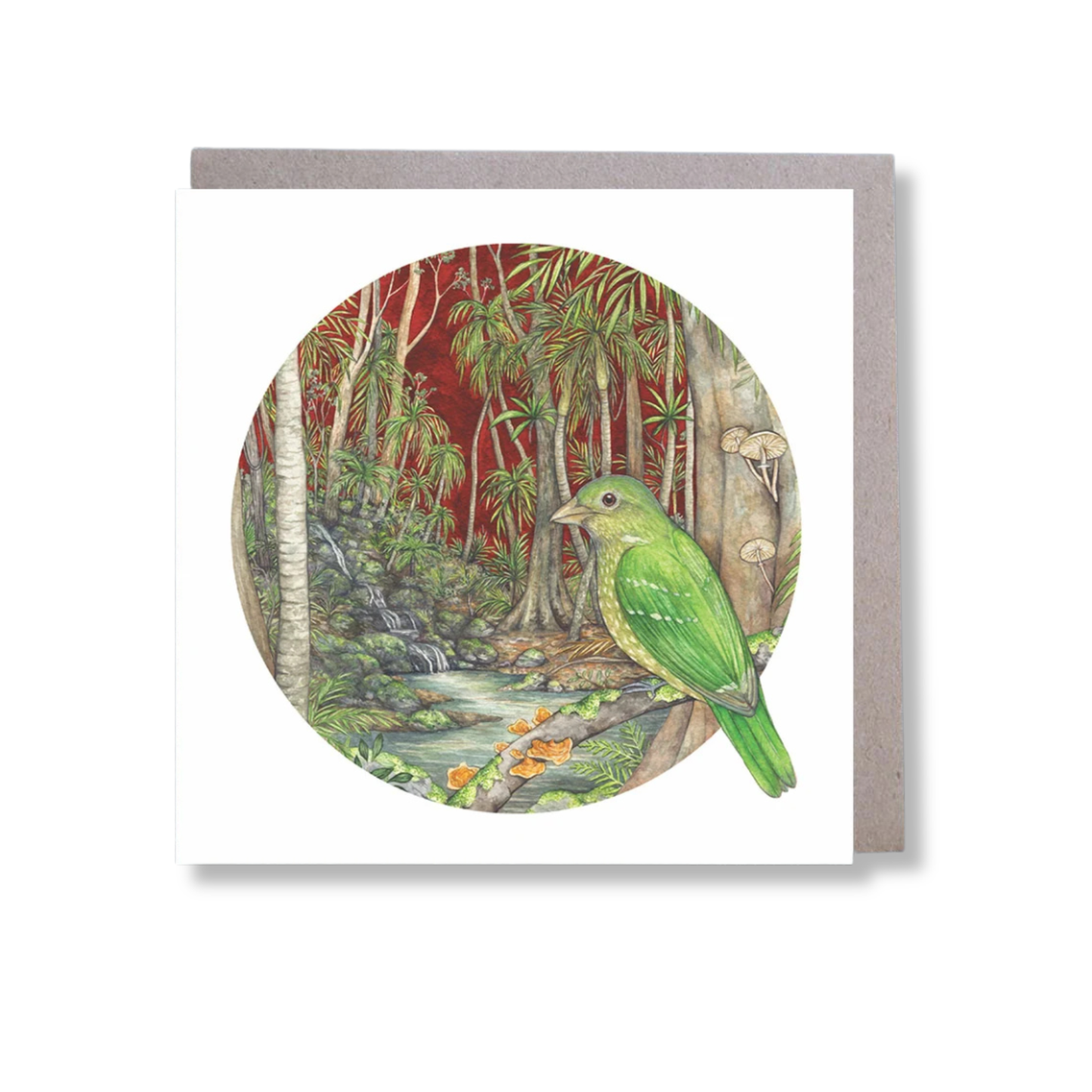 Ingrid Bartkowiak Square Greeting Card | Green Catbird