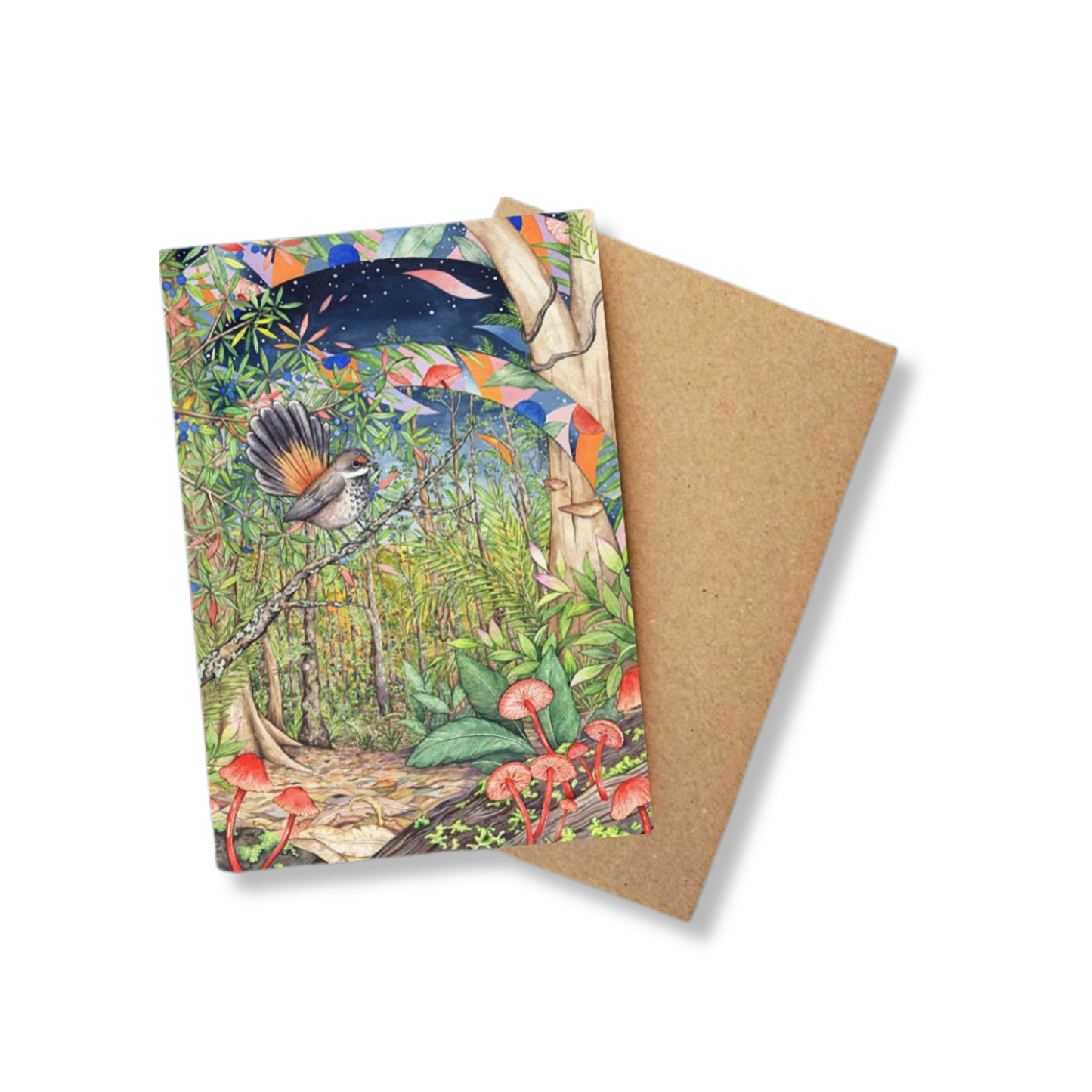 Ingrid Bartkowiak Greeting Card | Rufous Fantail and Ruby Bonnet