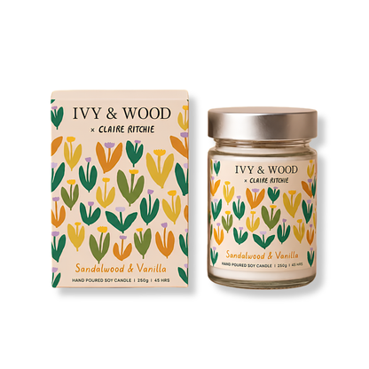 Ivy & Wood Bloom Candle | Sandalwood and Vanilla