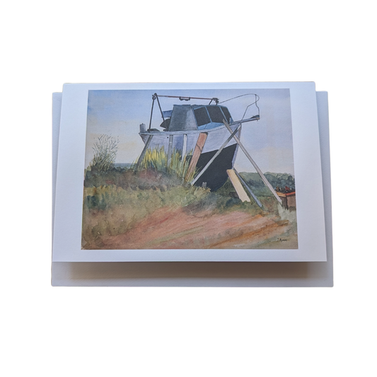 Joyce Hyam Greeting Card | Abandoned Wooden Boat, Cribb Island