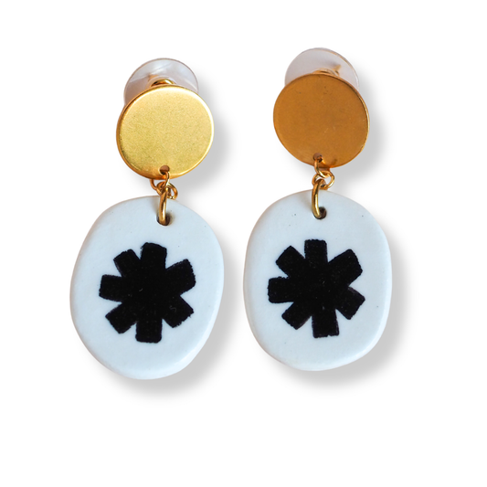 Kathy Gardiner Earrings  | Black Flores Drop Studs