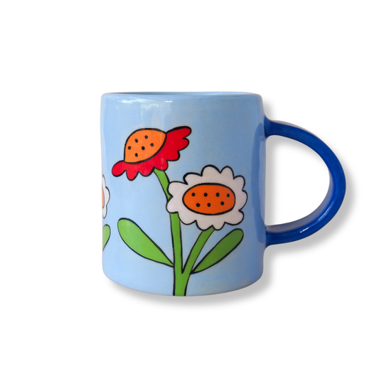 Kathy Gardiner  Garden Floral Ceramic Mug | Red & Light Pink