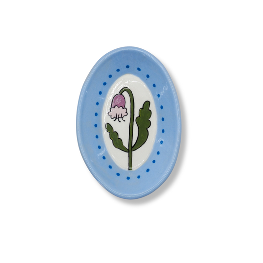 Kathy Gardiner Floral Oval Dish | Single Purple Flower