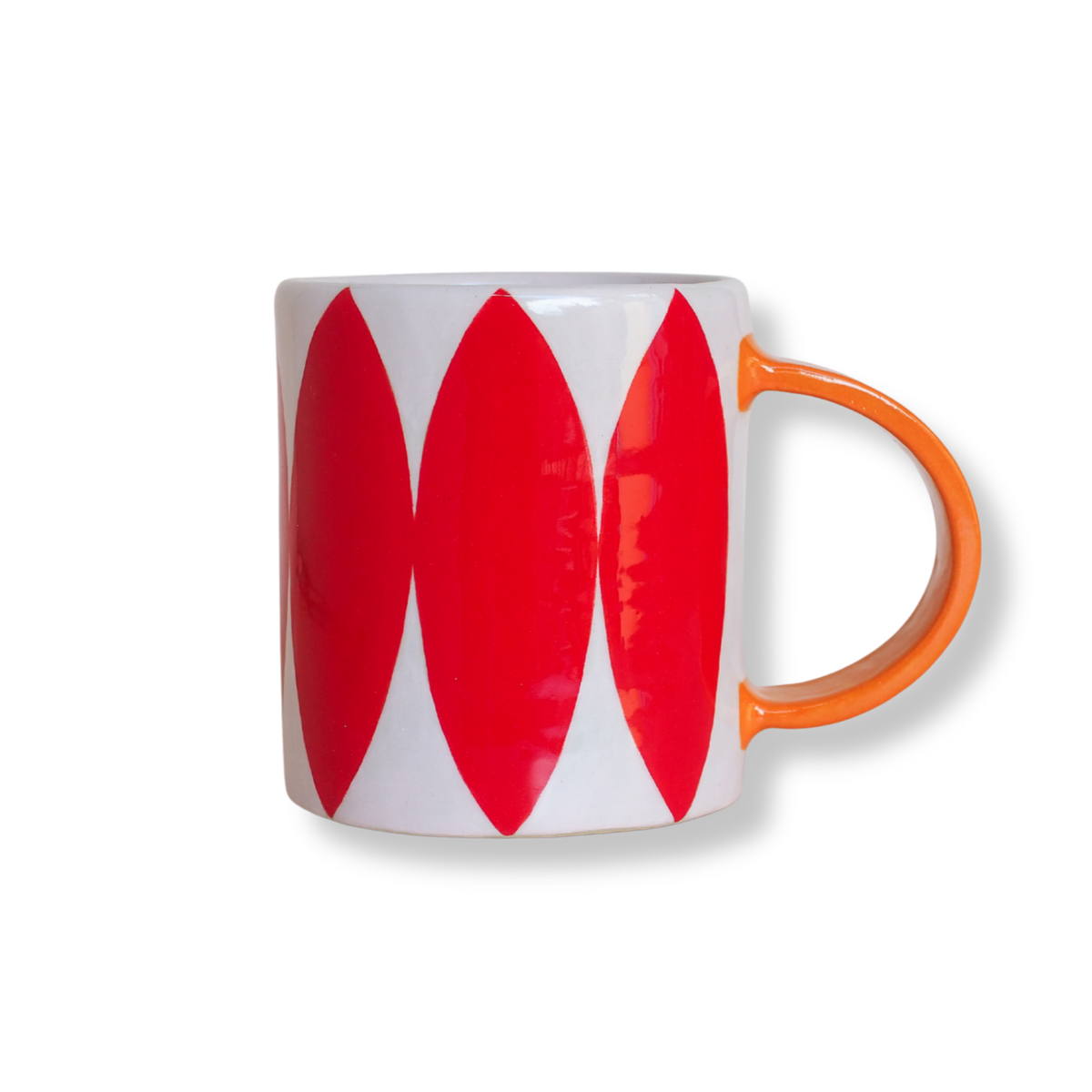 Kathy Gardiner Mad Hatter Ceramic Mug | Red & Light Pink