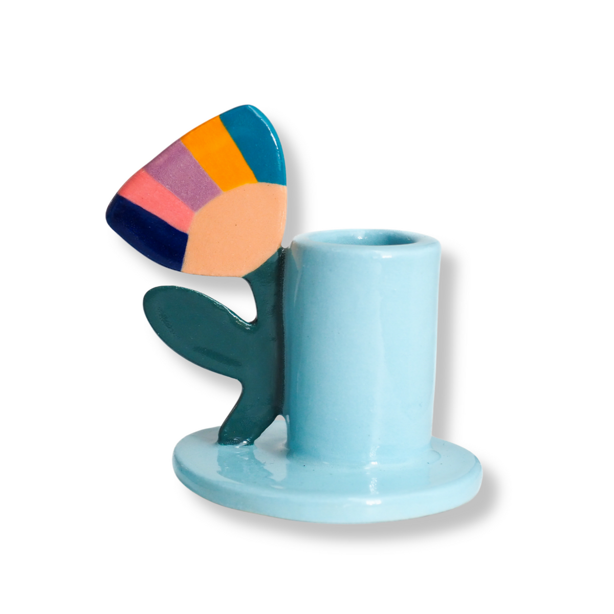 Kathy Gardiner Abstract Floral Candlestick Holder