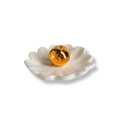 Kathy Gardiner Floral Essence Incense Holder | White & Gold