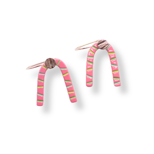 Katie Stormonth Earrings | Small Arch Hook Pink
