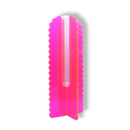 Lecky Studios Large Stem Vase | Fluoro  Pink Scallop