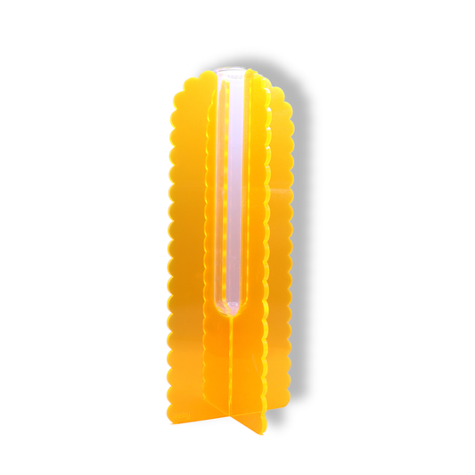 Lecky Studios Large Stem Vase | Fluoro Yellow Scalloped Edge