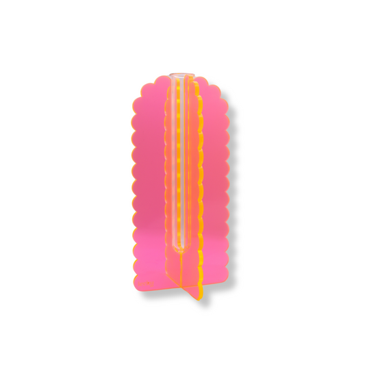 Lecky Studios Small Stem Vase | Fluoro Orange Scallop