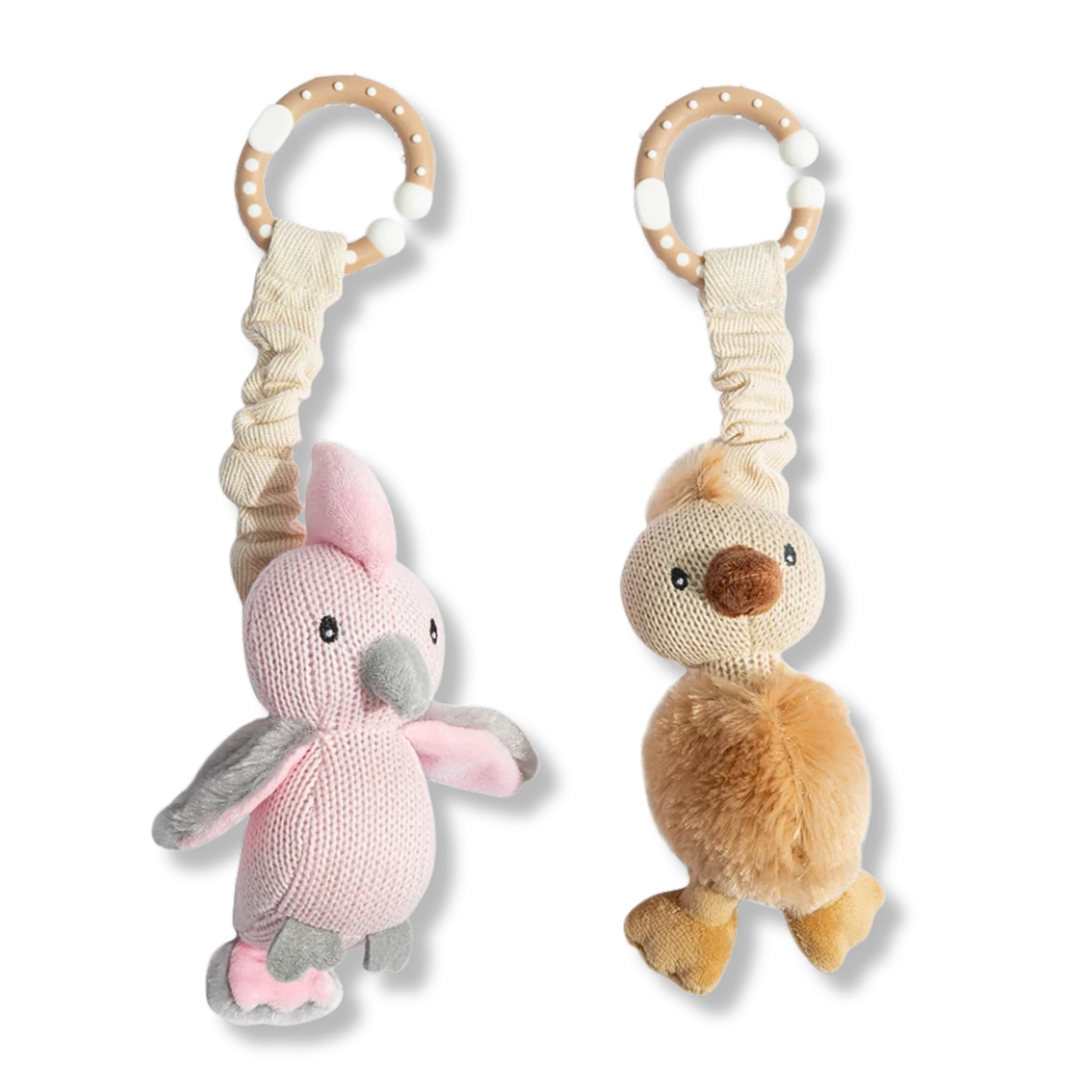 Living Textiles Co. 2 Pack Stroller Toys | Galah & Emu