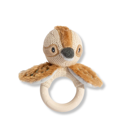 Living Textiles Co. Australiana Ring Rattle | Kenny the Kookaburra