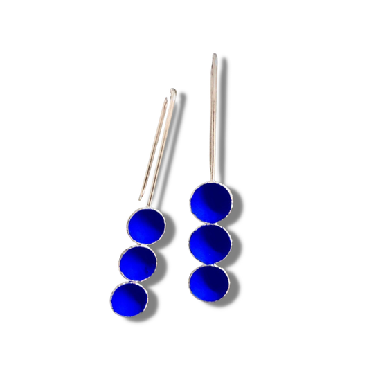 Mari Hirata Earrings | Deepest Blues Three Buds Drops