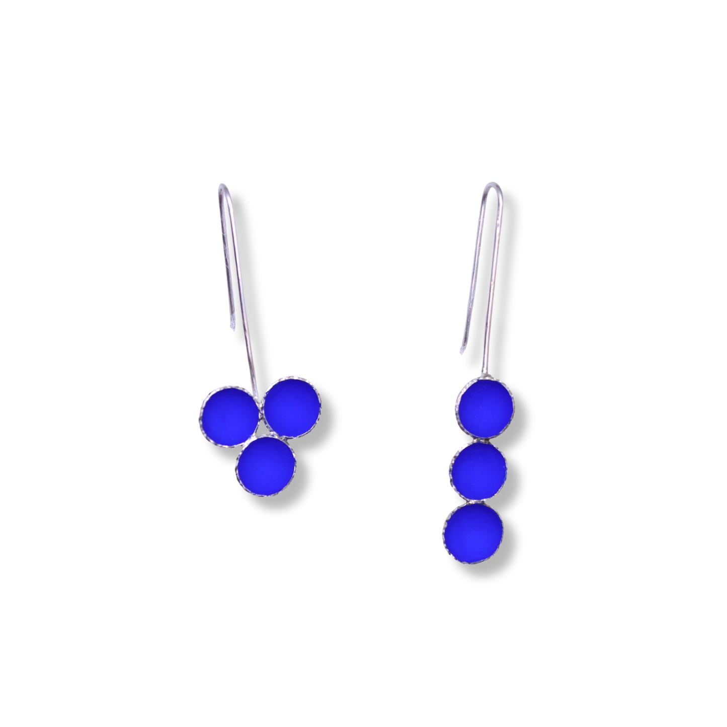 Mari Hirata Earrings | Deepest Blues Asymmetrical Three Buds Drop