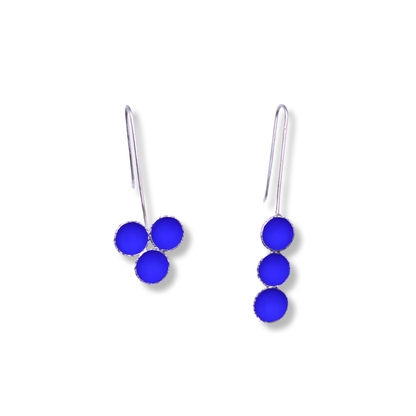 Mari Hirata Earrings | Deepest Blues Asymmetrical Three Buds Drop