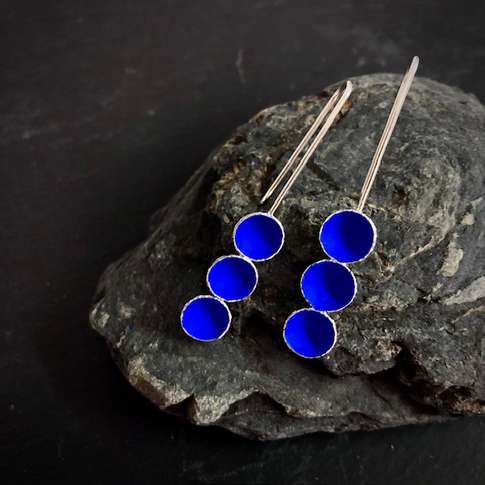 Mari Hirata Earrings | Deepest Blues Three Buds Drops