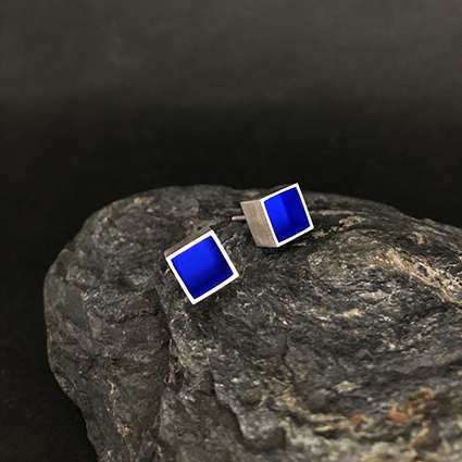 Mari Hirata Earrings | Deepest Blues Cube Studs