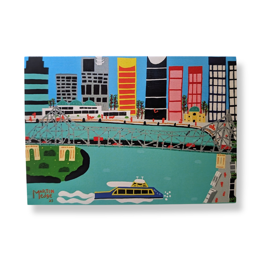 Martin Edge Greeting Card | Story Bridge & City Cats