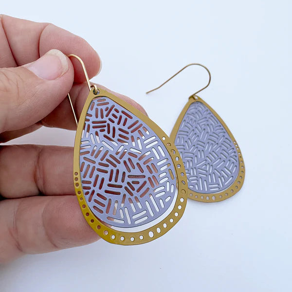 Denz Boho Colour Pop Earrings | Mustard & Lilac