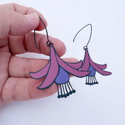 Denz Fuchsia Flower Earrings | Purple & Pink